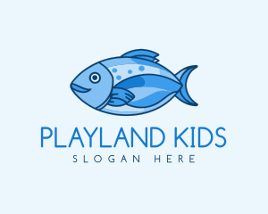 Blue Aquatic Sea Fish logo design