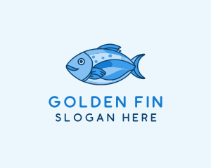 Goldfish - Blue Aquatic Sea Fish logo design