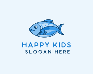 Blue Aquatic Sea Fish logo design