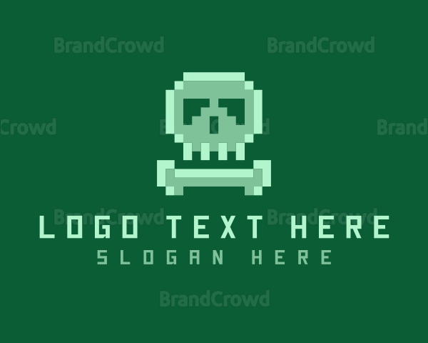 Pixelated Skull Bone Logo