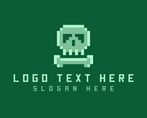 Skeleton - Pixelated Skull Bone logo design