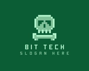 Pixelated Skull Bone logo design