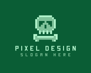 Pixelated Skull Bone logo design