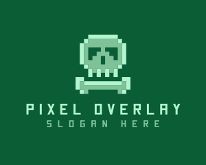 Pixelated Skull Bone logo design