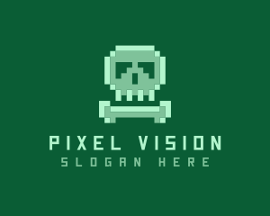 Pixelated Skull Bone logo design