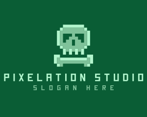 Pixelated Skull Bone logo design