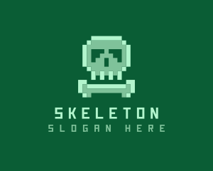 Pixelated Skull Bone logo design