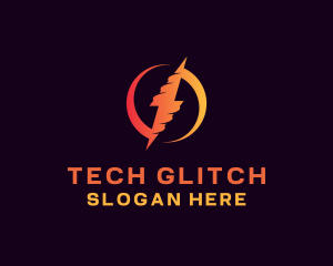 Glitch - Glitch Lightning Bolt logo design