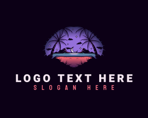 Tropical - Night Ocean Beach logo design