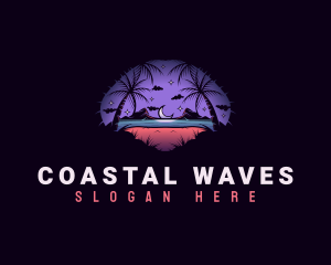 Shore - Night Ocean Beach logo design
