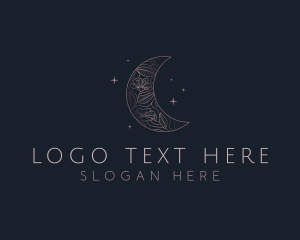 Astronomy - Moon Night Floral logo design