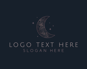 Night - Moon Night Floral logo design