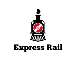 Railway - Disc Train Locomotive logo design