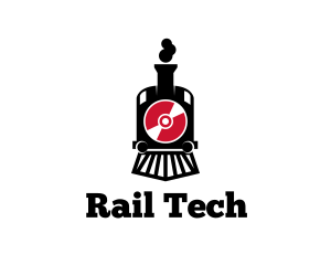 Disc Train Locomotive logo design