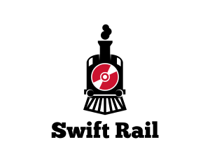 Rail - Disc Train Locomotive logo design