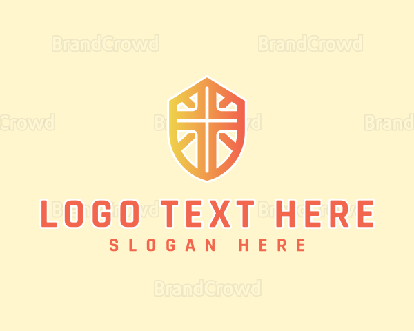 Religious Cross Shield Logo