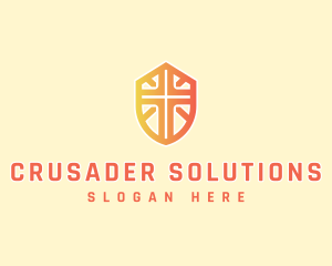 Crusader - Religious Cross Shield logo design