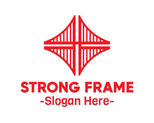 Truss - Red Bridge Structure logo design