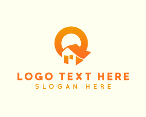 House - House Sun Letter Q logo design
