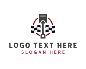 Racer - Mechanic Piston Racing Flag logo design