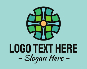Stained Glass - Cross Mosaic Pattern logo design