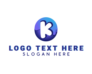 Kids Channel - Sphere Drip Letter K logo design