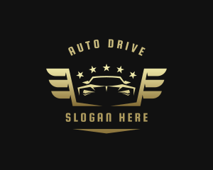 Car - Golden Car Wings logo design