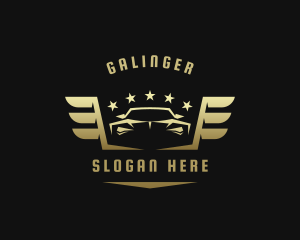 Car Dealership - Golden Car Wings logo design