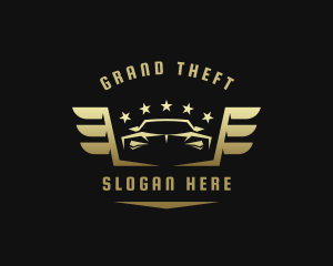Vehicle - Golden Car Wings logo design