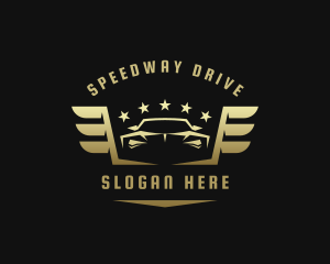 Driver - Golden Car Wings logo design