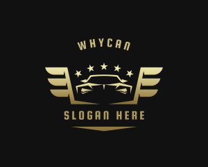 Drag Racing - Golden Car Wings logo design