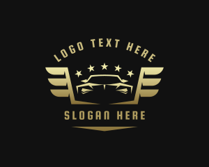 Car Dealership - Golden Car Wings logo design