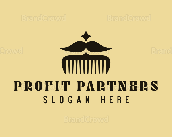 Mustache Comb Grooming Logo