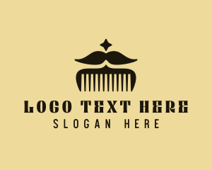Comb - Mustache Comb Grooming logo design