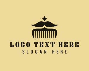 Hairstyling - Mustache Comb Grooming logo design