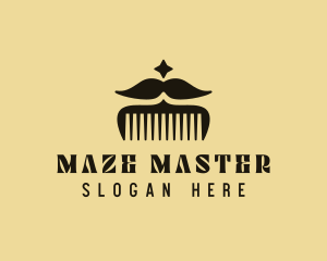 Mustache Comb Grooming Logo