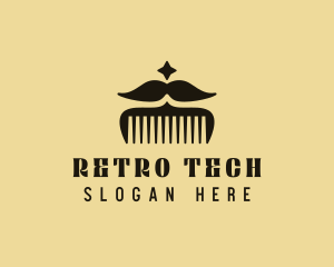 Mustache Comb Grooming logo design