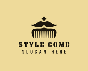 Mustache Comb Grooming logo design