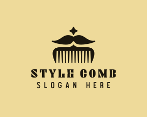 Comb - Mustache Comb Grooming logo design