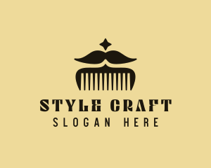 Hairstyling - Mustache Comb Grooming logo design