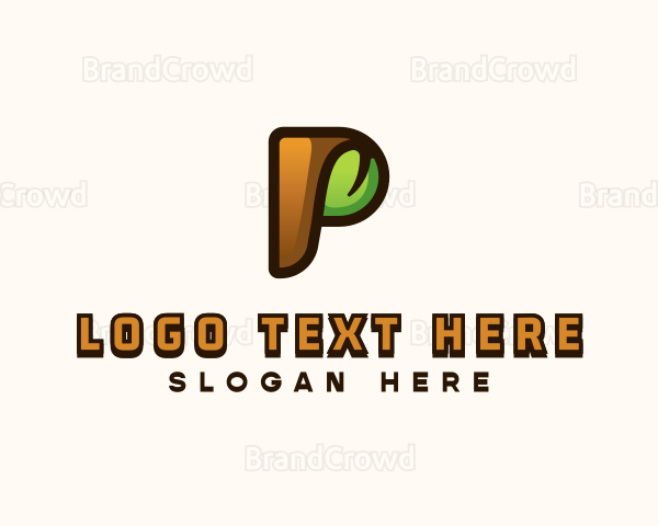 Organic Leaf Letter P Logo