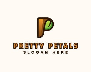 Organic Leaf Letter P logo design