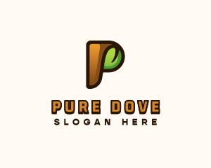 Organic Leaf Letter P logo design