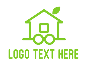 Green Car - Green Eco Wheel House logo design