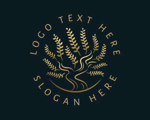 Wood - Golden Nature Tree logo design