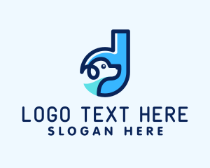 Terrier - Blue Dog Letter D logo design