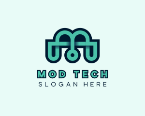 Tech Circuit Letter M  logo design