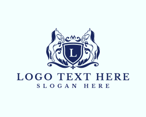 Kingdom - Elegant Ornate Shield Horse logo design