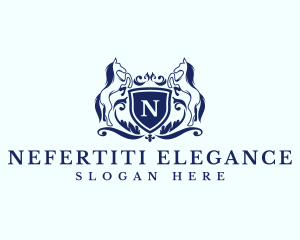 Elegant Ornate Shield Horse logo design