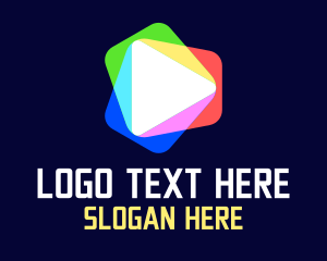 Vlogging - Play Button Rainbow logo design